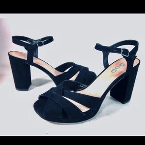 Navy Blue Garcelle block heeled sandals